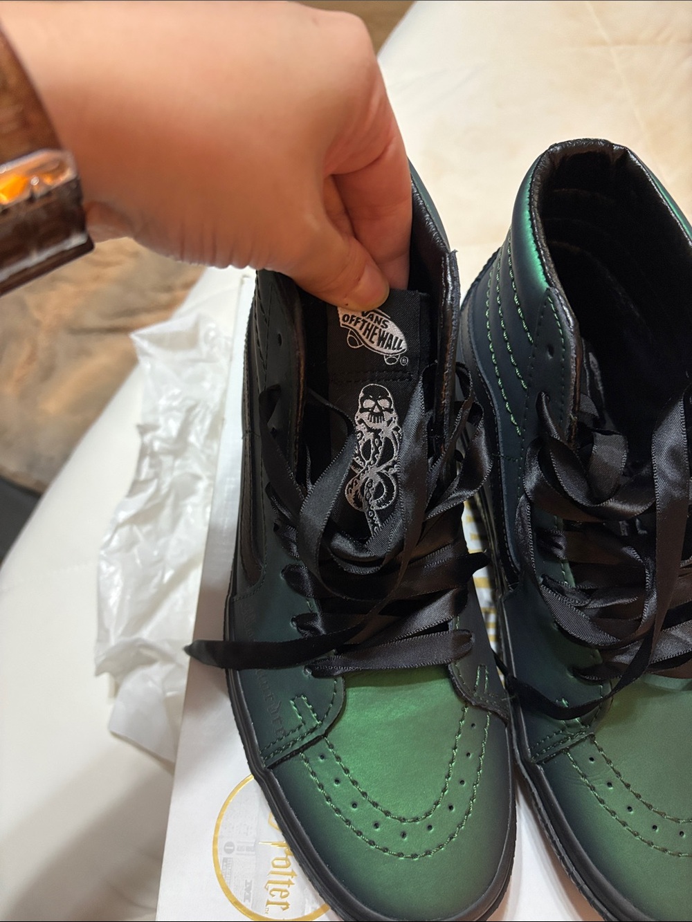 Vans Harry Potter Collab Green Black Platform Sk8-Hi Platform Sneakers - Picture 4 of 7